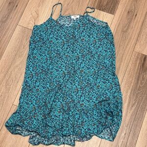 Hayden Los Angeles M NWOT FLORAL Blue Sleeveless RUFFLE mini dress coverup